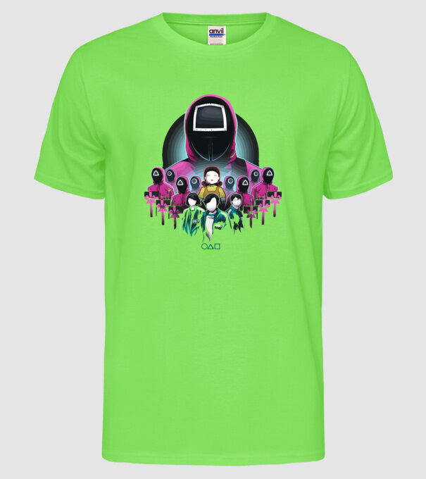 squid game crew model verde neon pe tricou