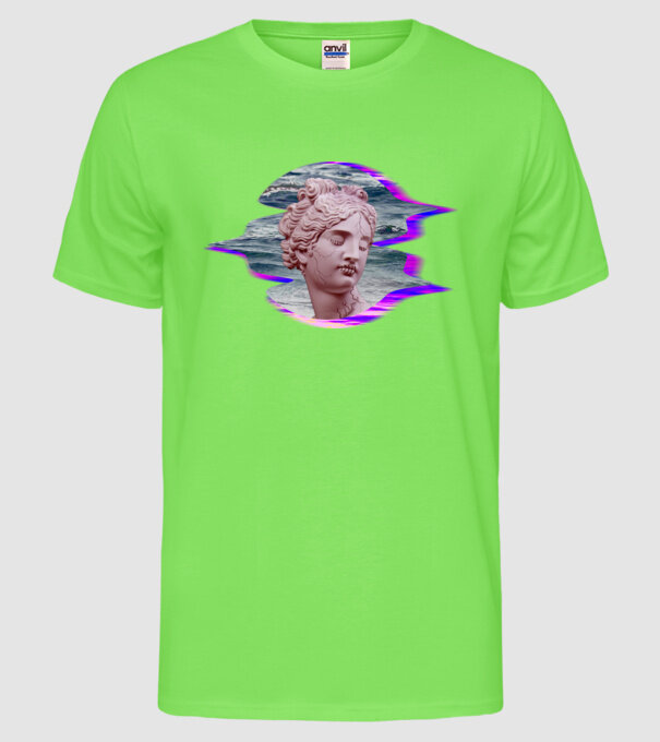 Statue model verde neon pe tricou