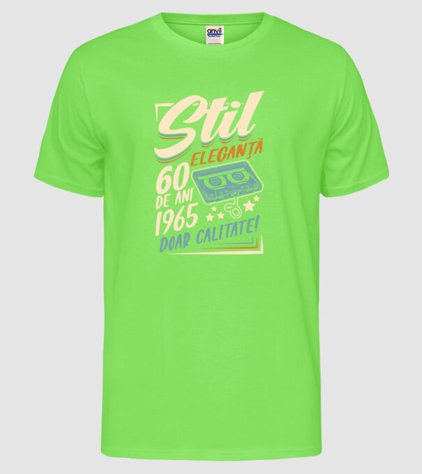 Stil eleganta 1965 model verde neon pe tricou