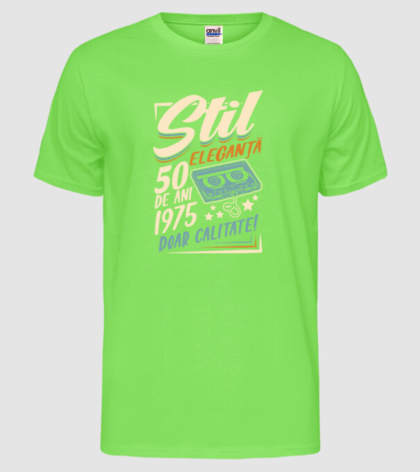 Stil eleganta 1975 model verde neon pe tricou