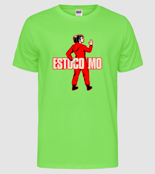 stockholm la casa de papel model verde neon pe tricou
