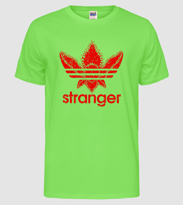 stranger logo red model verde neon pe tricou