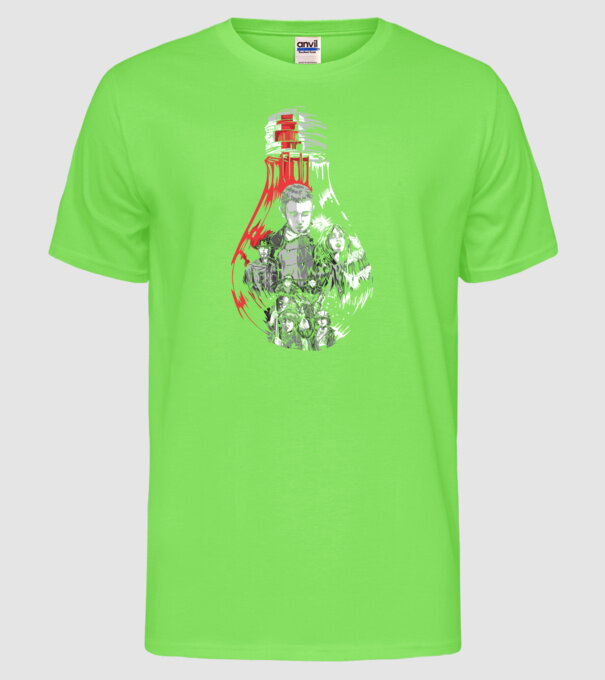 stranger things bulb model verde neon pe tricou