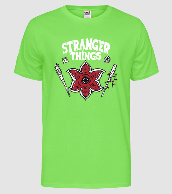 stranger things demogorgon head model verde neon pe tricou