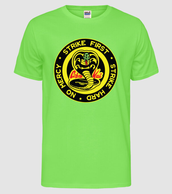 Strike first strike hard logo model verde neon pe tricou
