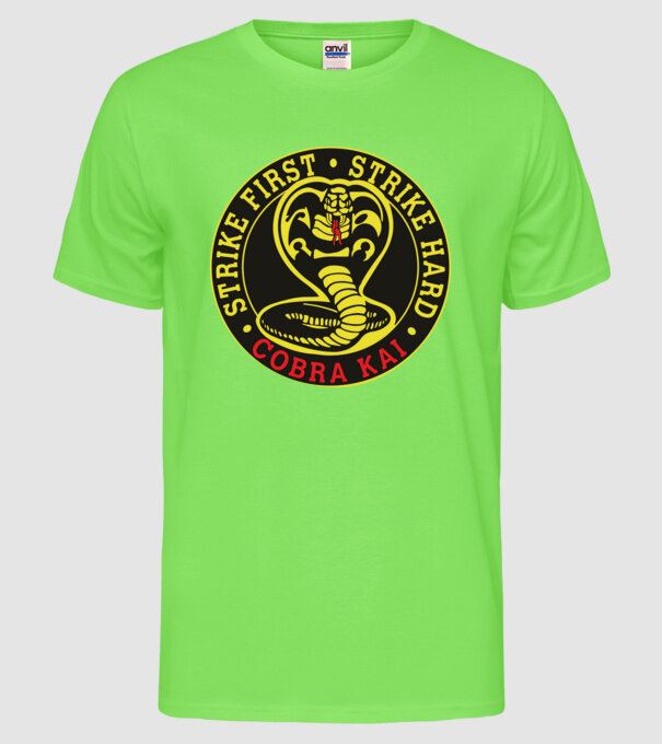 Strike first strike hard logo model verde neon pe tricou