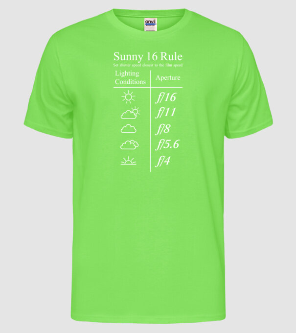 Sunny 16 Rule model verde neon pe tricou