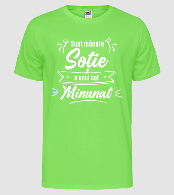 Sunt mândra soție a unui soț minunat model verde neon pe tricou