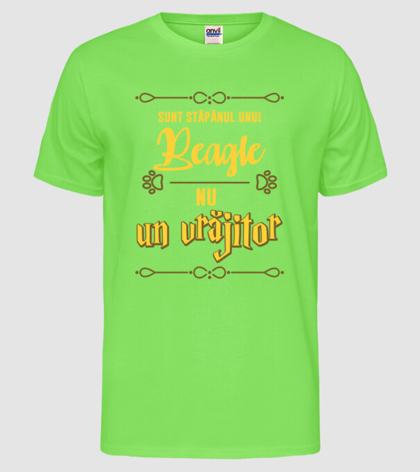 sunt stăpânul unui beagle, nu un vrăjitor model verde neon pe tricou