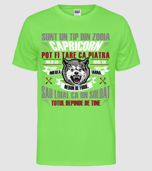 Sunt un tip din zodia Capricorn model verde neon pe tricou