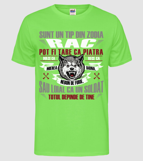 Sunt un tip din zodia Rac model verde neon pe tricou