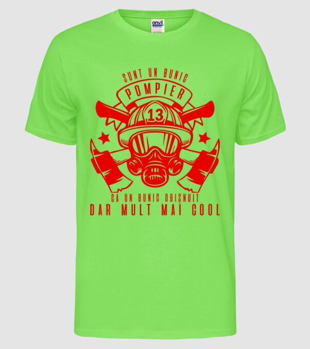sunt un bunic pompier, ca un bunic obișnuit, dar mult mai cool model verde neon pe tricou