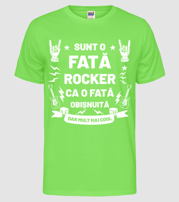 Sunt o fată rocker, ca o fată obișnuită, dar mult mai cool model verde neon pe tricou
