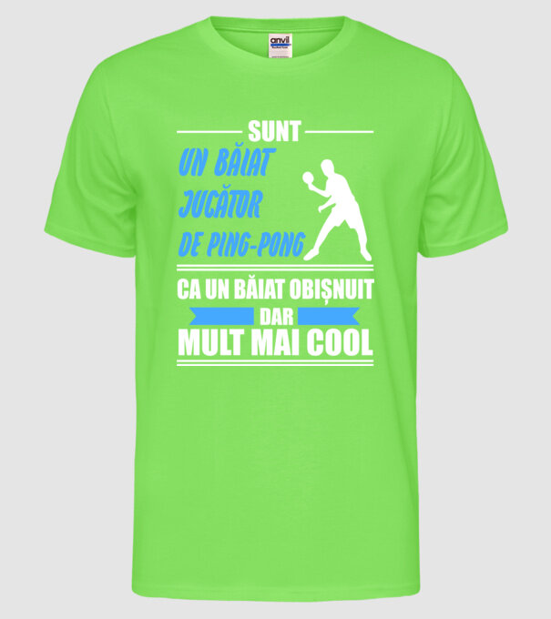 sunt un băiat jucător ping-pong, ca un băiat obișnuit, dar mult mai cool model verde neon pe tricou
