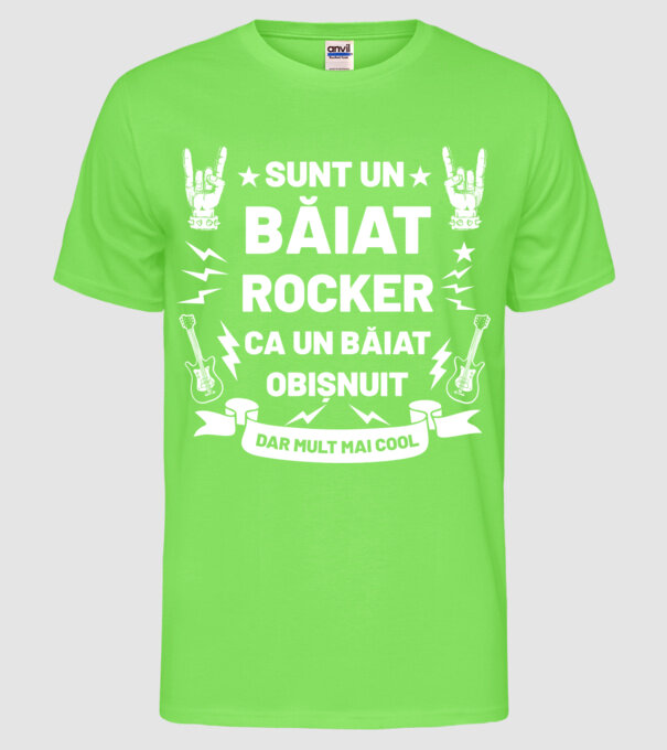 Sunt un băiat rocker, ca un băiat obișnuit, dar mult mai cool model verde neon pe tricou