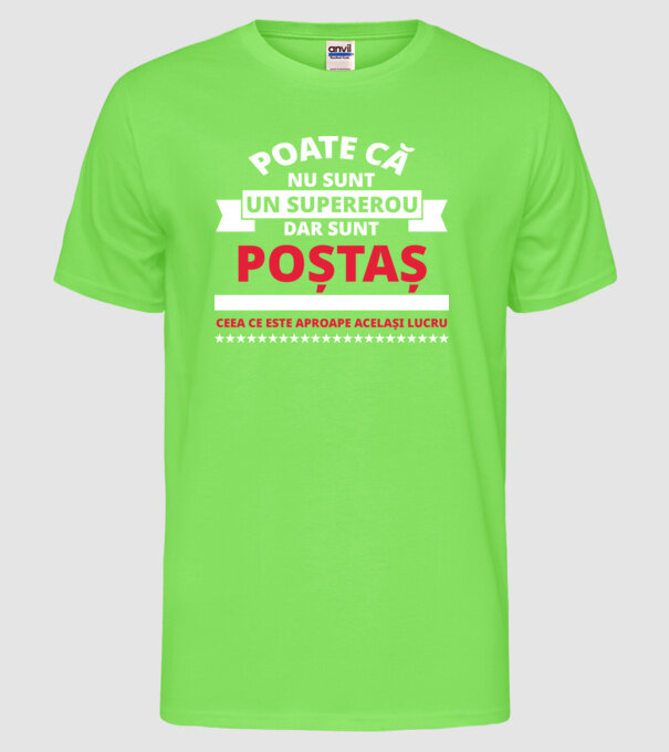 Supererou poştaş model verde neon pe tricou