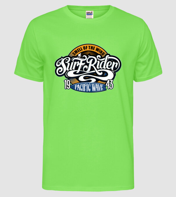 Surf Rider model verde neon pe tricou