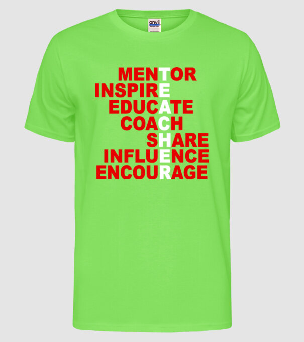 T E A C H E R model verde neon pe tricou