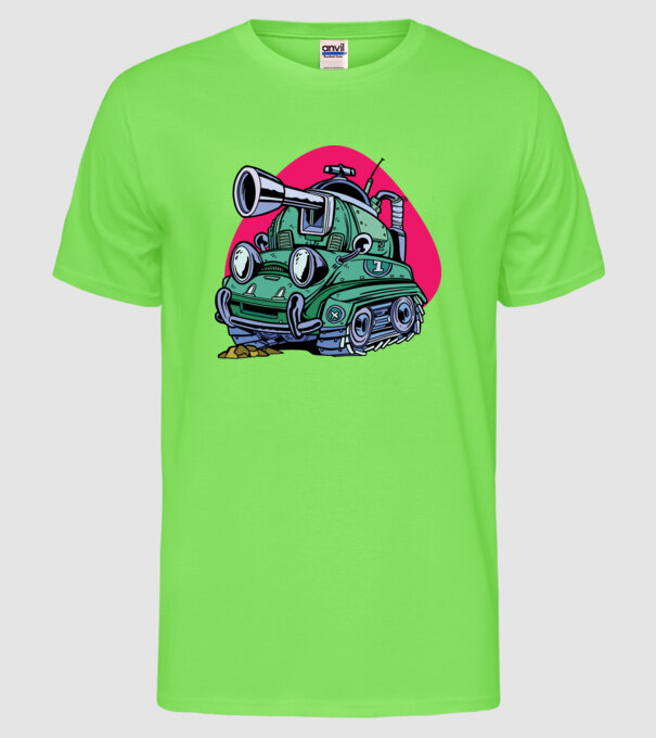 Tancuri model verde neon pe tricou