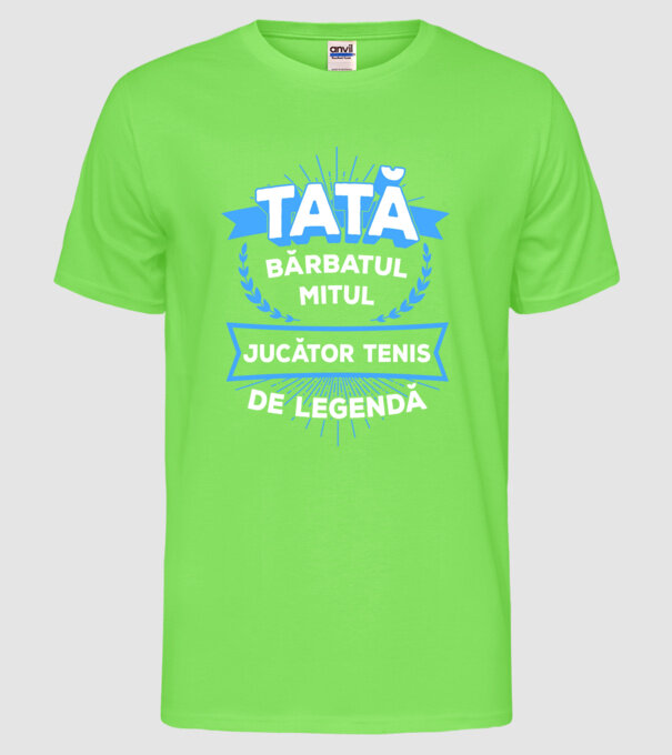 TATĂ - bărbatul, mitul, jucător tenis de legendă model verde neon pe tricou