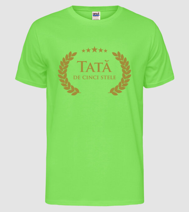 Tată de cinci stele model verde neon pe tricou
