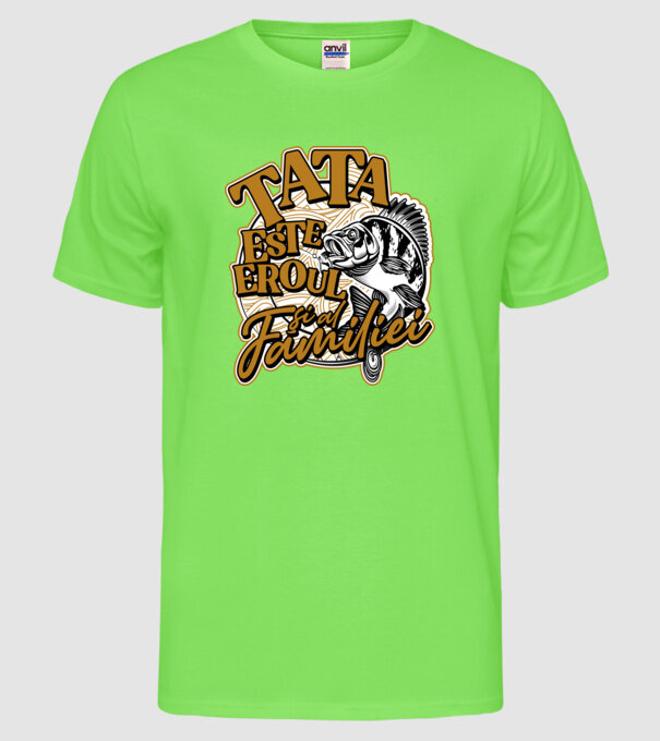 Tata este eroul apelor și al familiei model verde neon pe tricou
