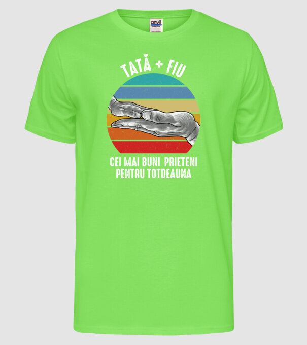 Tată - fiu - Cei mai buni prieteni pentru totdeauna model verde neon pe tricou