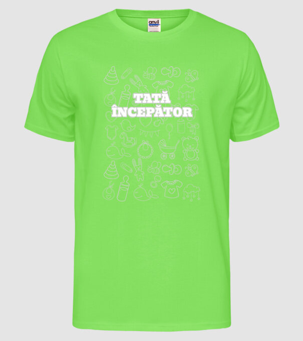 Tată începător model verde neon pe tricou