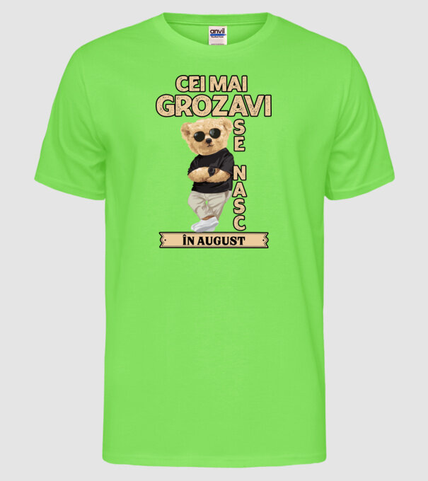Teddy cel cool August model verde neon pe tricou