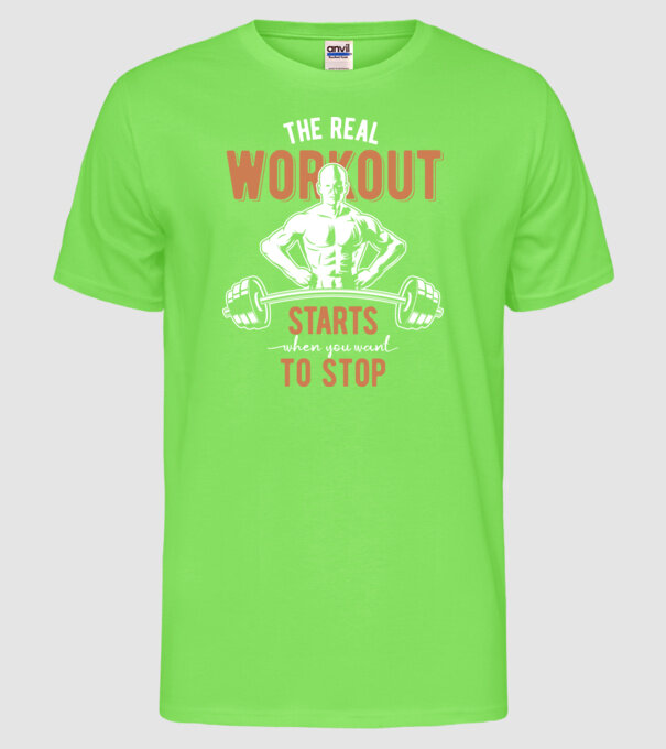 The Real Workout model verde neon pe tricou