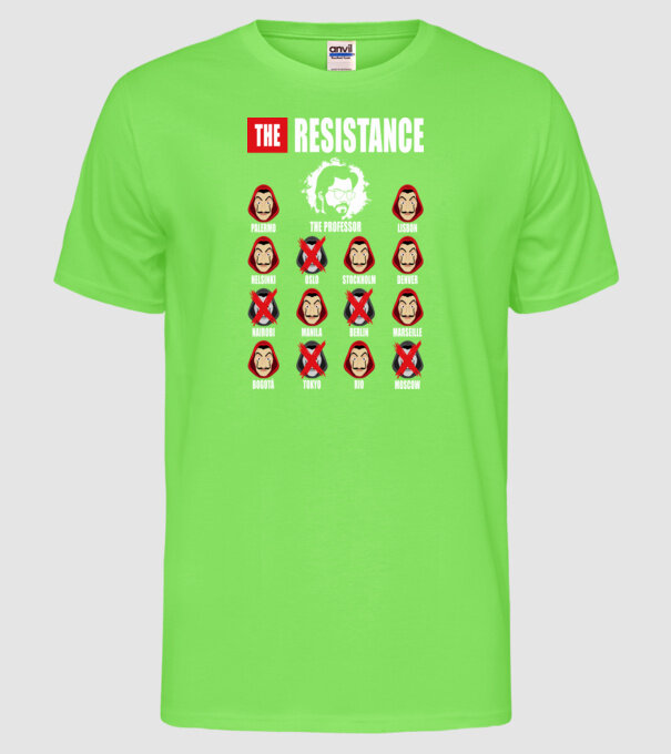 the resistance la casa de papel model verde neon pe tricou
