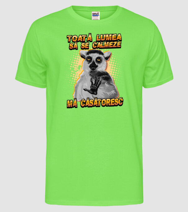 toată lumea - să se calmeze - mă căsătoresc model verde neon pe tricou