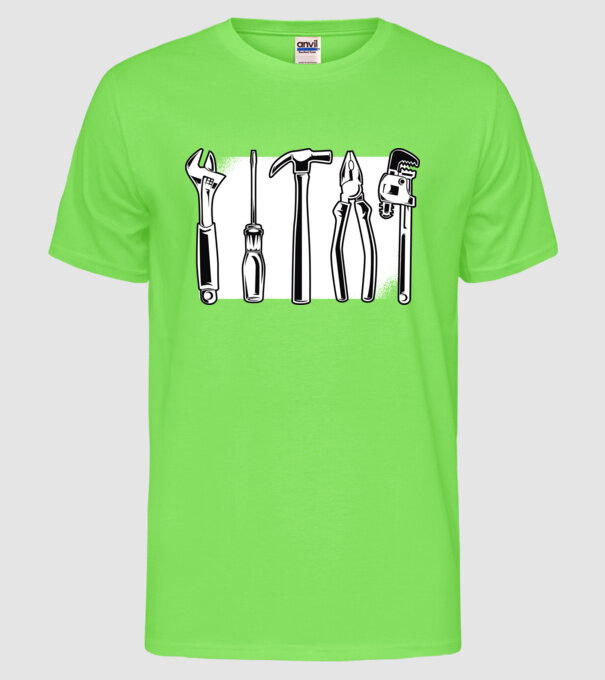 Tools model verde neon pe tricou