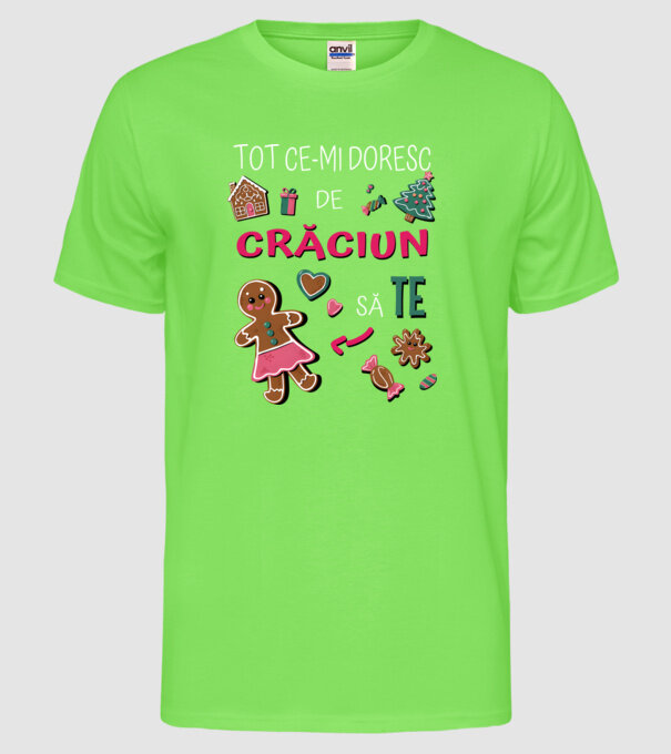 Tot ce-mi doresc de Crăciun să TE Femei Negru model verde neon pe tricou