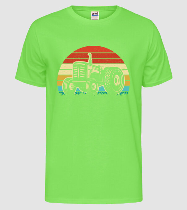 TRACTOR model verde neon pe tricou