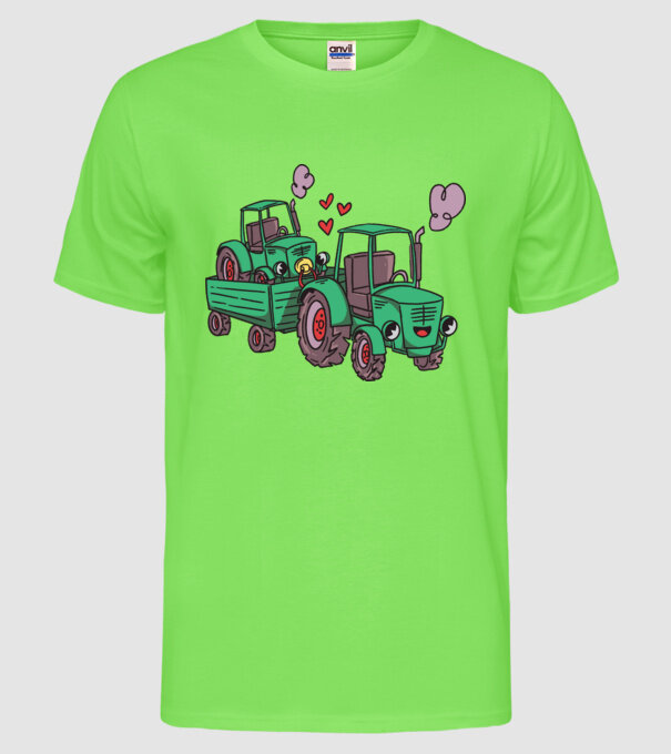TRACTOR model verde neon pe tricou