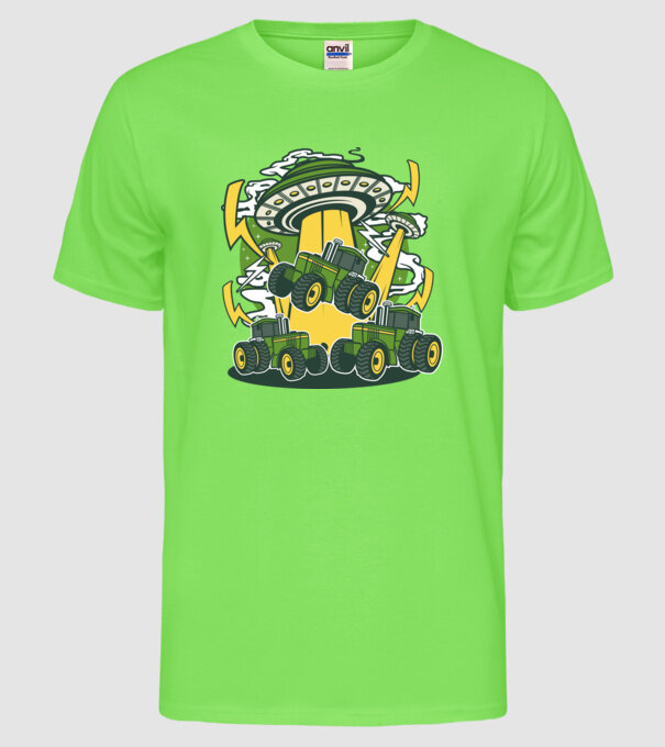 TRACTOR model verde neon pe tricou