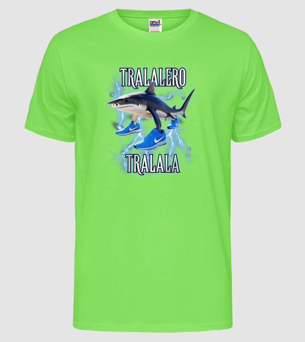 Tralalero Tralala model verde neon pe tricou