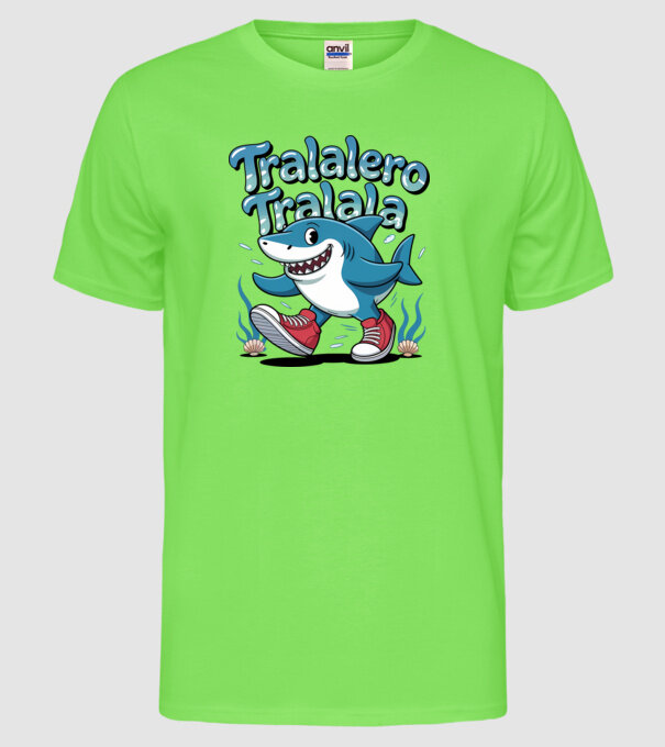 Tralalero Tralala drăguț model verde neon pe tricou