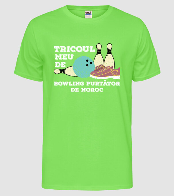 tricoul meu de bowling purtător de noroc model verde neon pe tricou