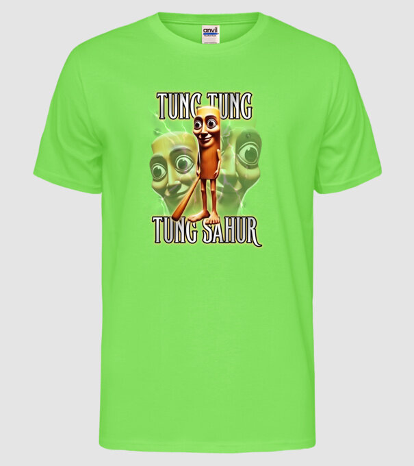 Tung Tung Tung Sahur model verde neon pe tricou