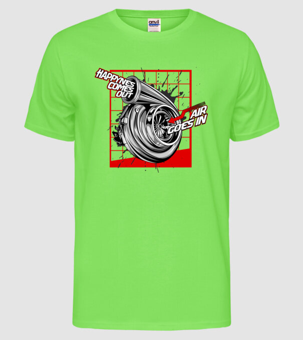 Turbo model verde neon pe tricou