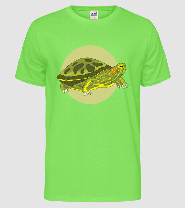 Turtle model verde neon pe tricou