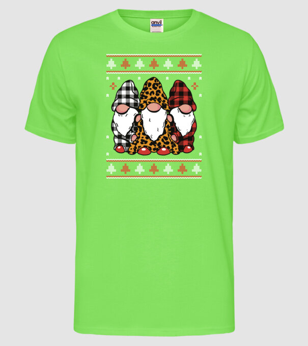 Ugly sweater gnomes model verde neon pe tricou