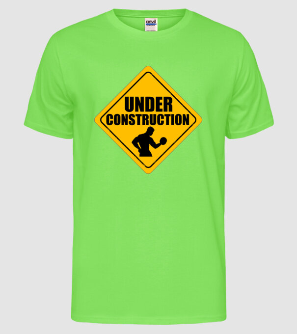 Under Construction model verde neon pe tricou