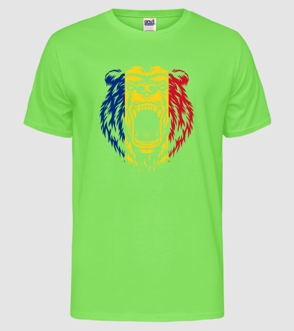 ursul model verde neon pe tricou