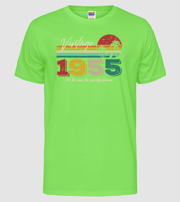 VINTAGE 1955 model verde neon pe tricou
