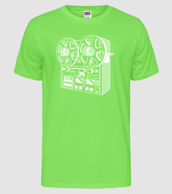 Vintage Reel to Reel Recorder model verde neon pe tricou