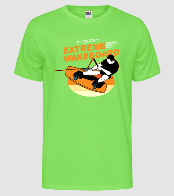 Wakeboard model verde neon pe tricou