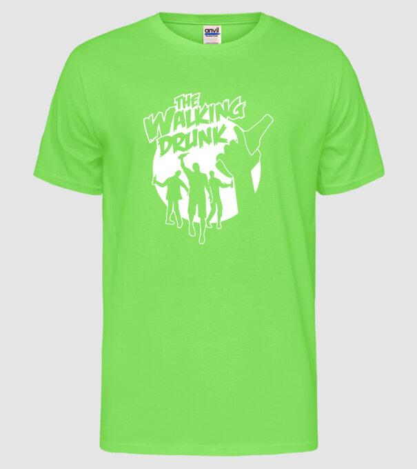 Walking Drunk model verde neon pe tricou